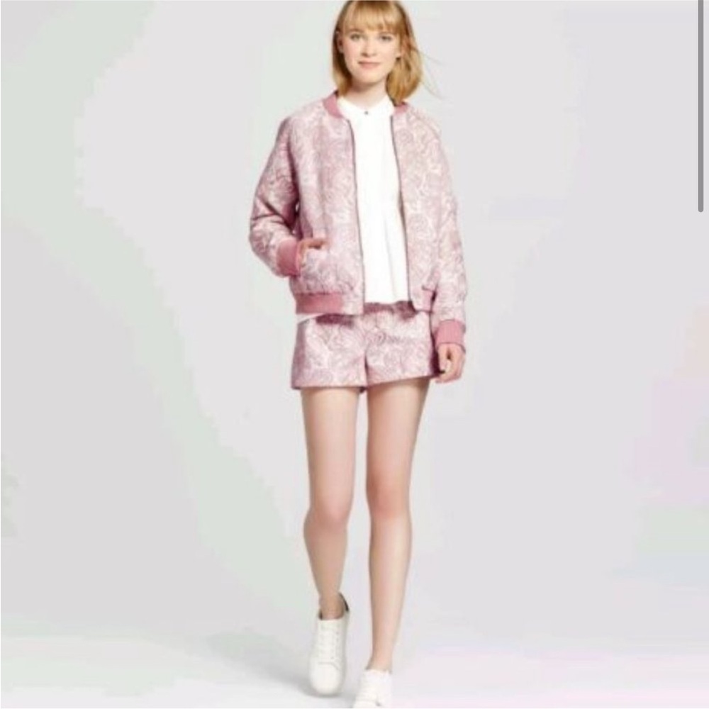 NWT Victoria Beckham Jacquard Blush Paisley Bomber Jacket - Picture 3 of 10